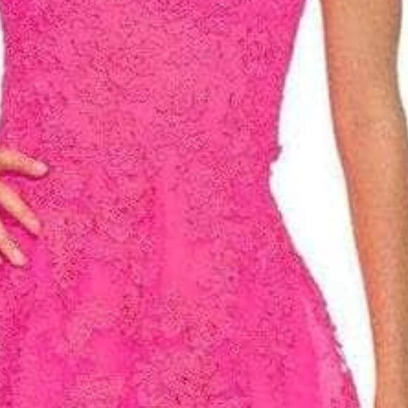 NWT La Femme 30303SC Tulle Prom Dress Neon Pink Size 10 - Picture 3 of 8